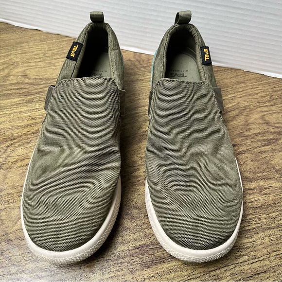 Teva Voya Slip On Canvas Green Sneakers Size 9 - Picture 4 of 12